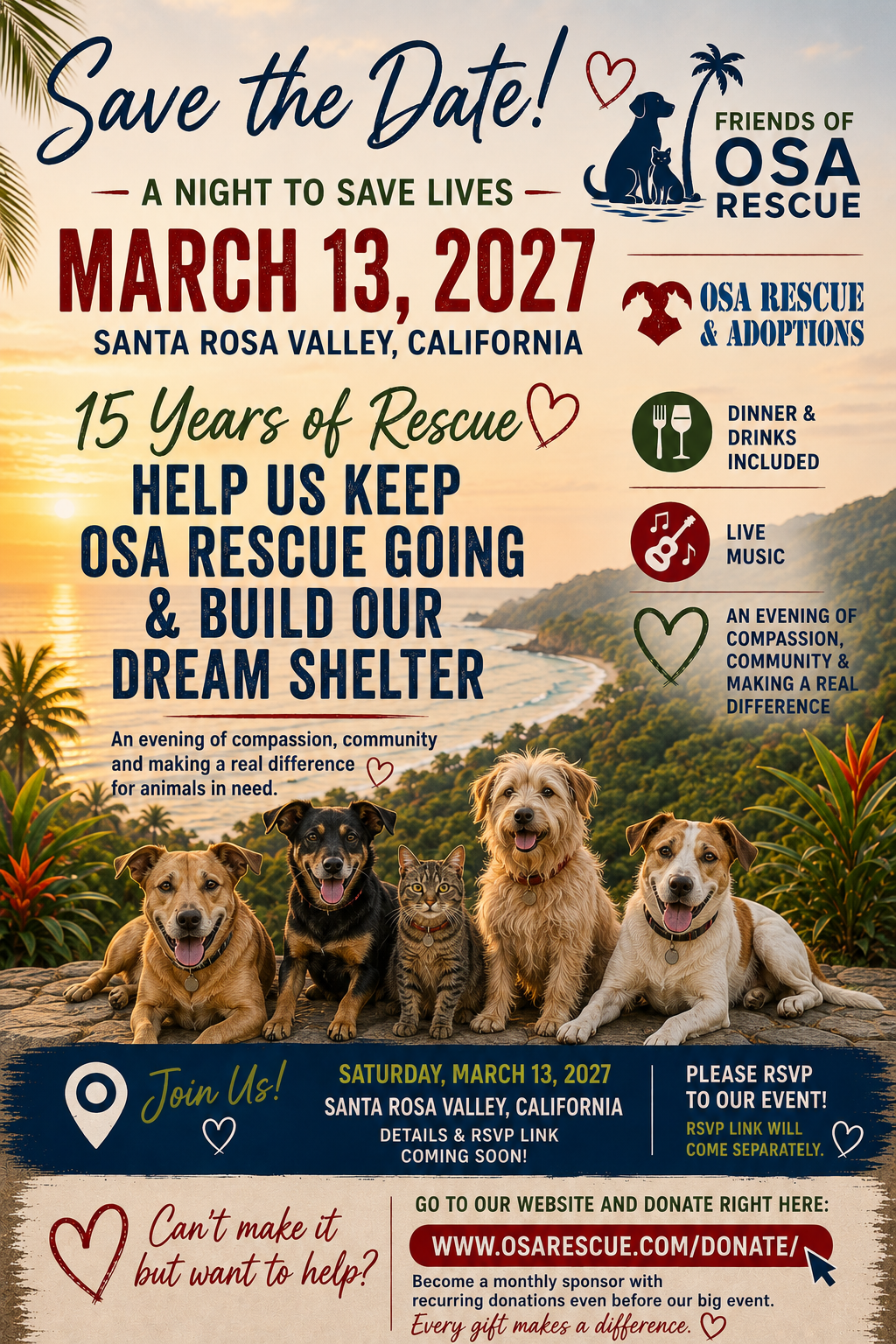 A Night to Save Lives — March 13, 2027 Fundraiser Flyer